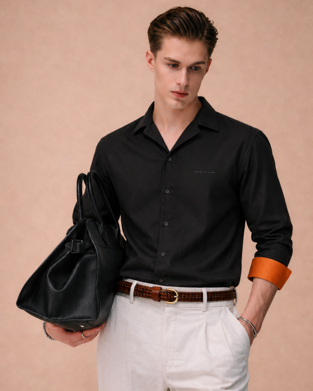 Noir Cuban Collar Shirt FS