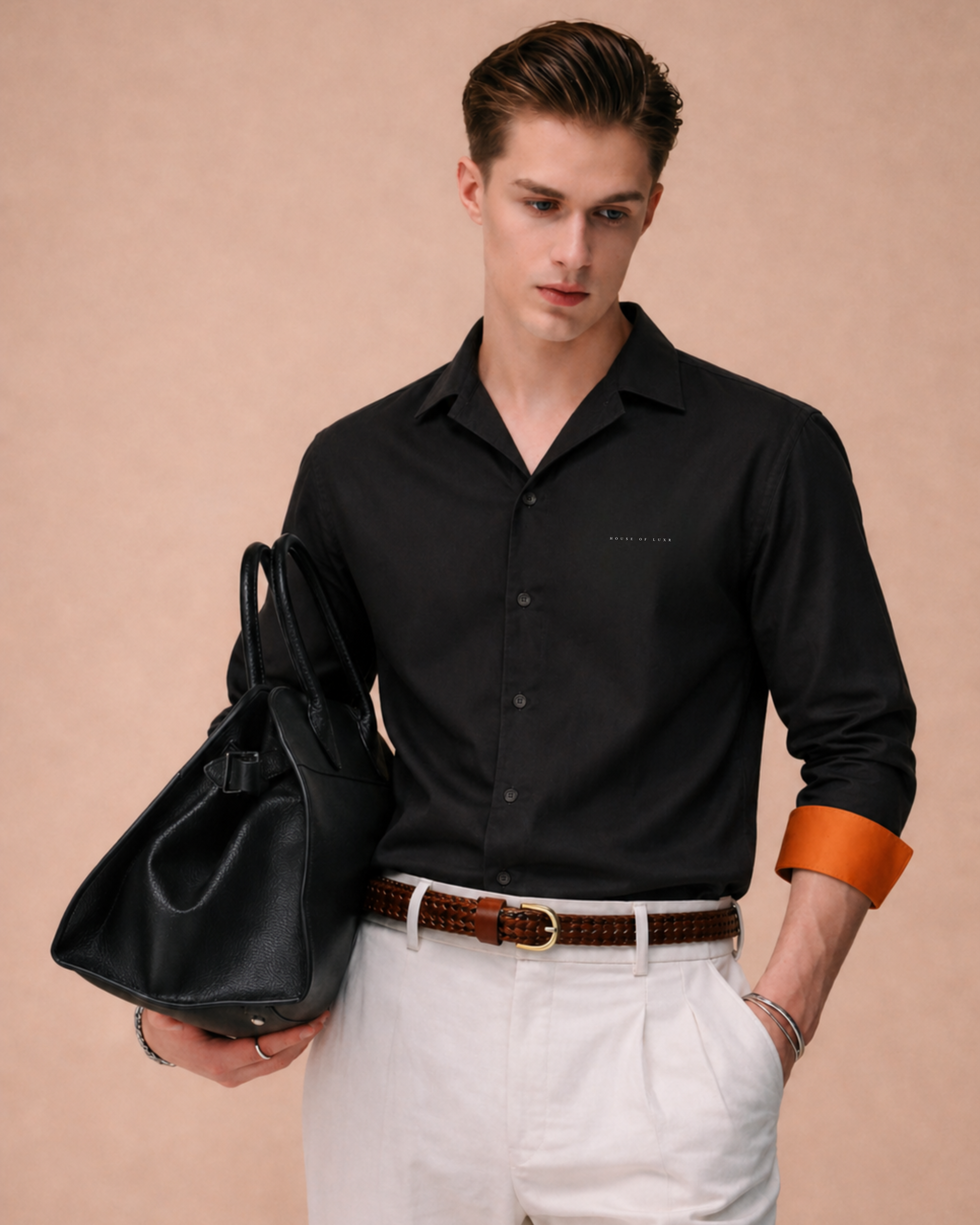 Noir Cuban Collar Shirt FS