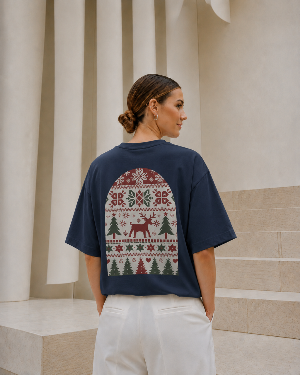 Reindeer + Christmas Sweater Baggy Tshirt
