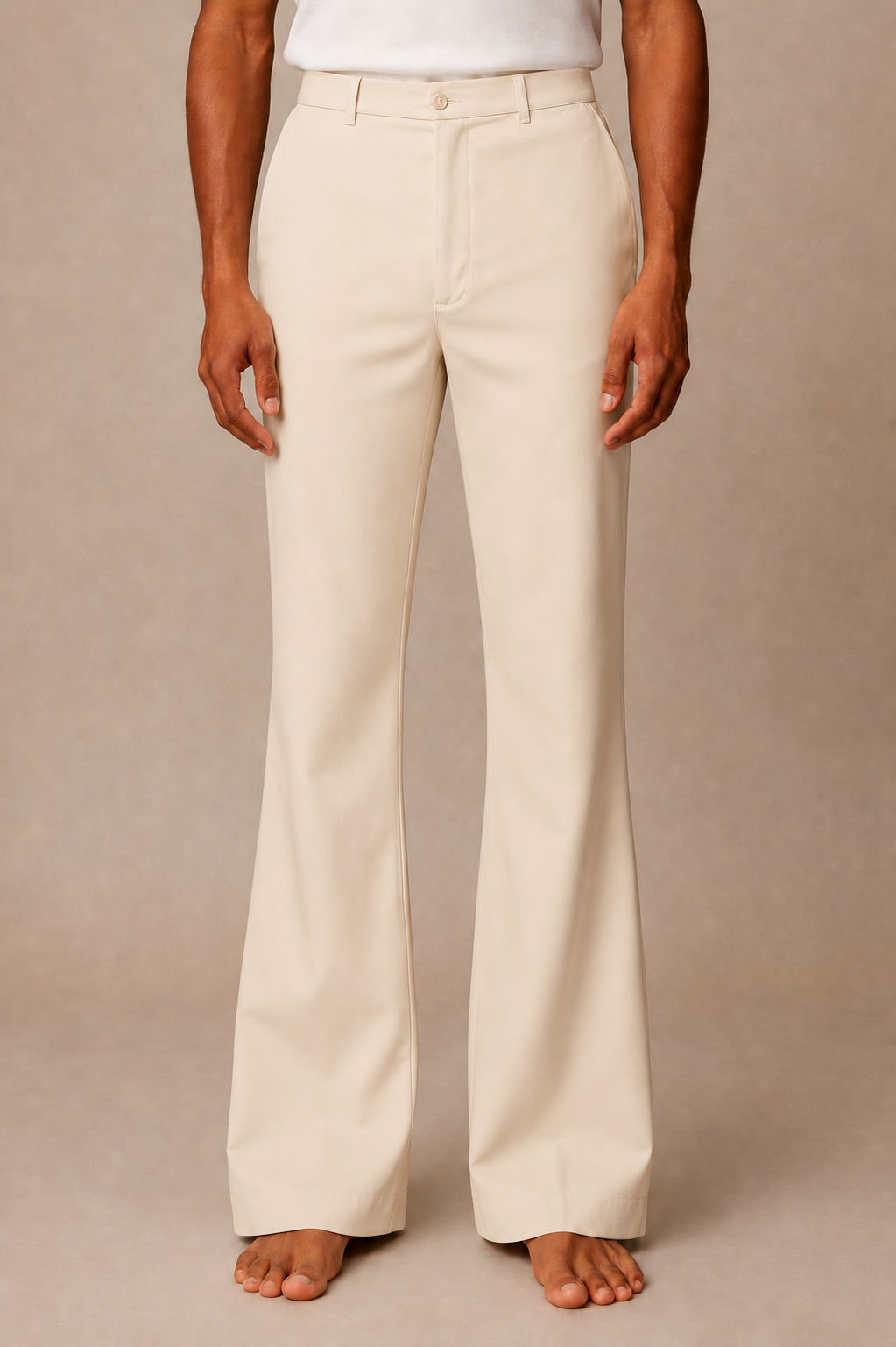 Italian Milled Flared Pants Cream