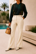 Italian Milled Flared Pants Cream