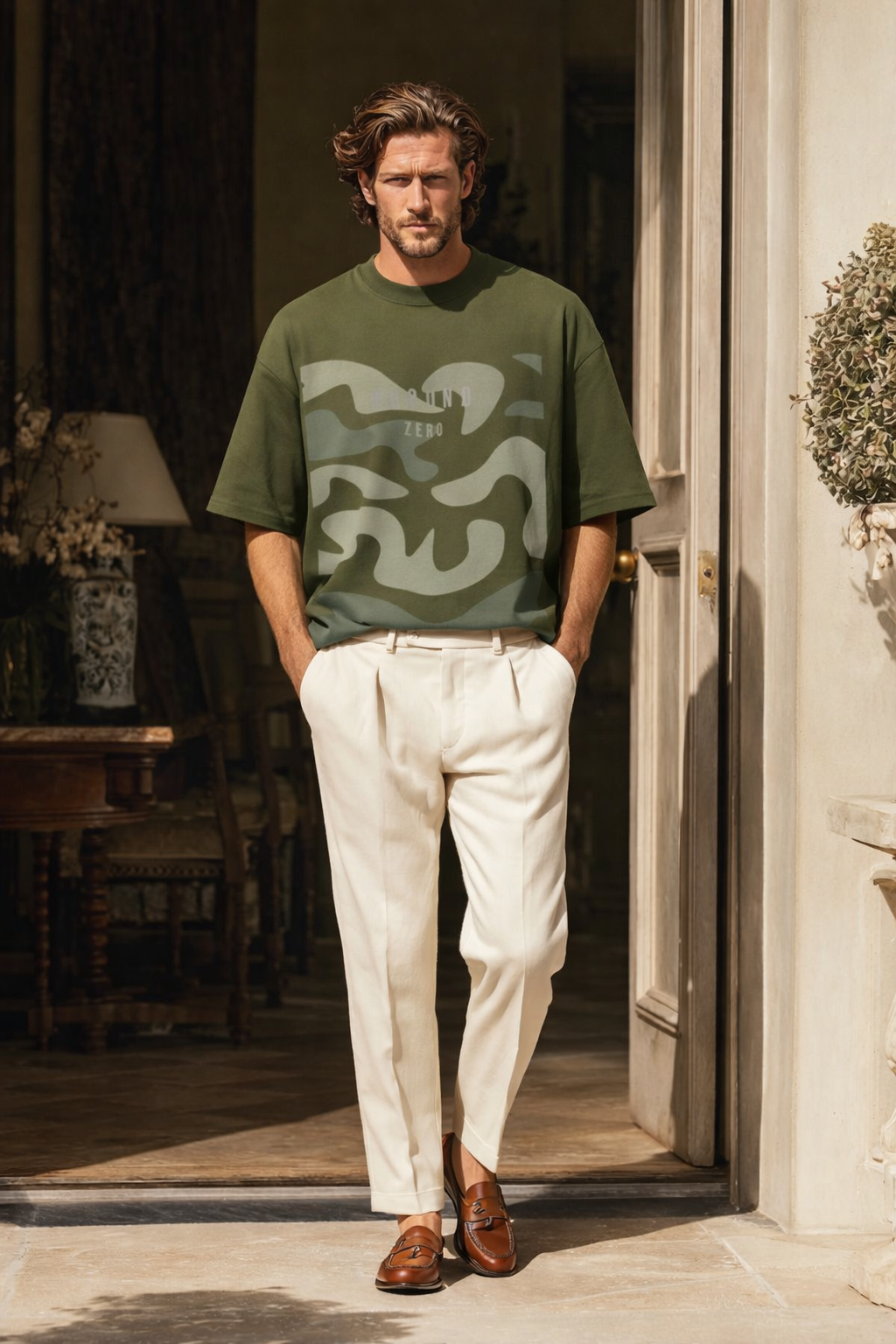 Ground Zero Baggy Tshirt  Olive Green