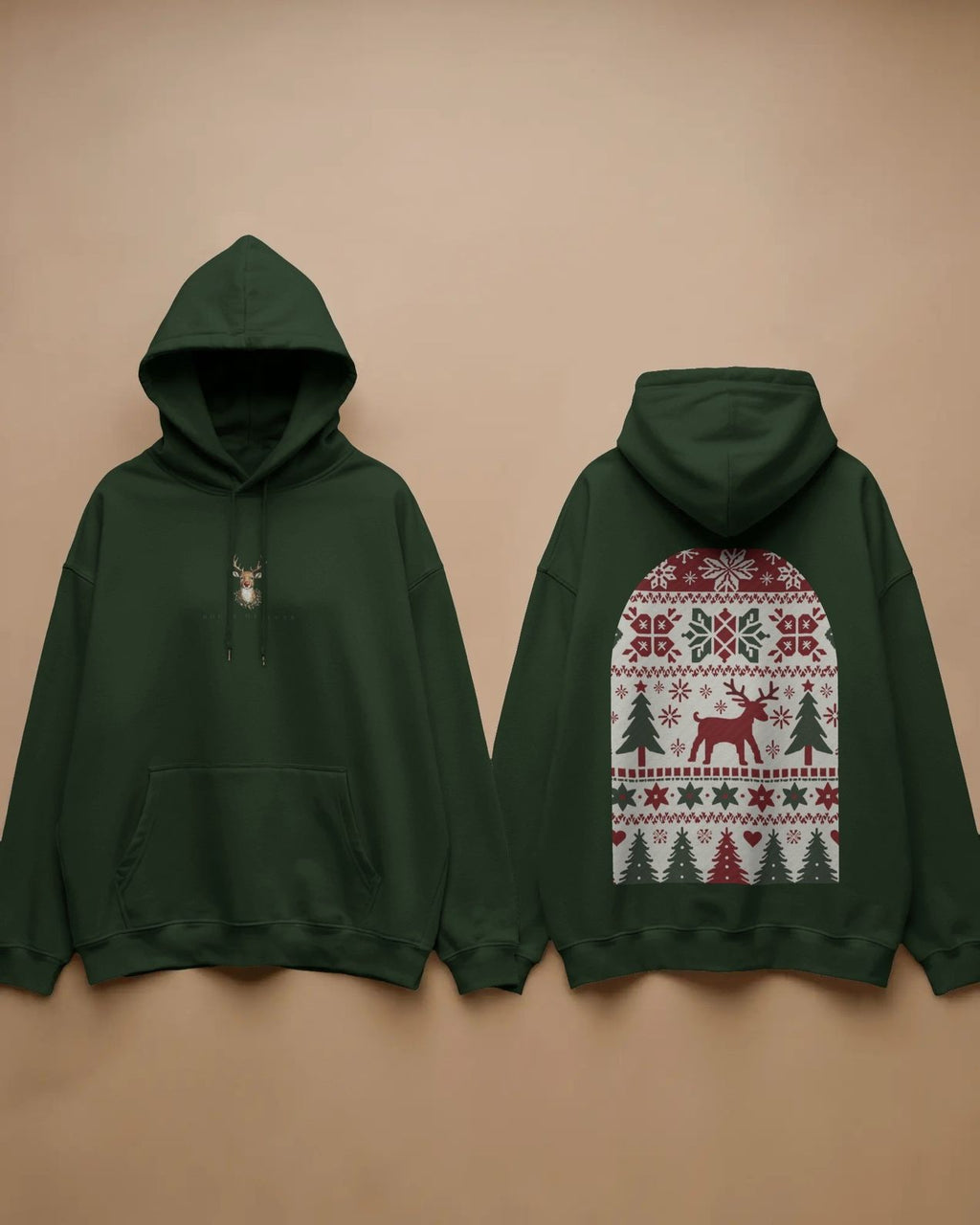 Reindeer + Christmas Sweater Hoodie