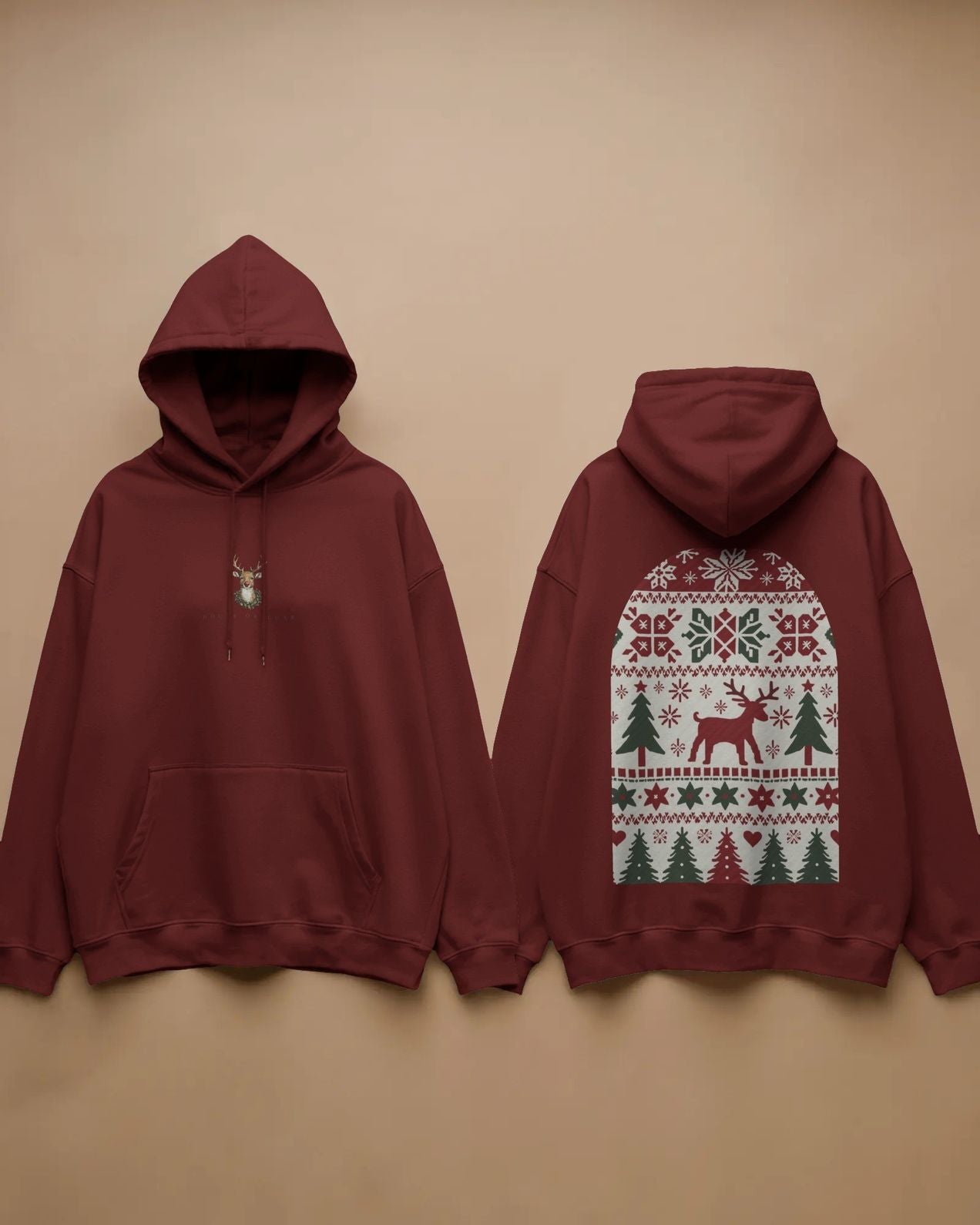 Reindeer + Christmas Sweater Hoodie