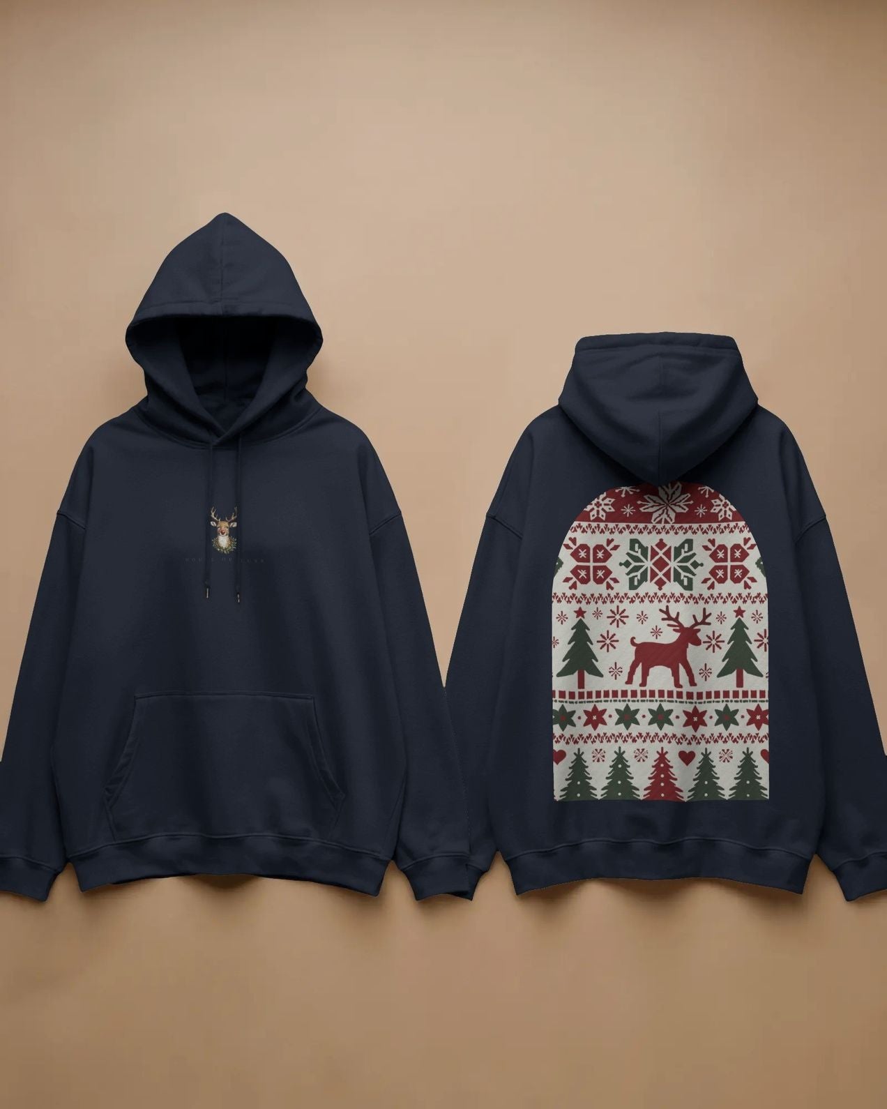 Reindeer + Christmas Sweater Hoodie