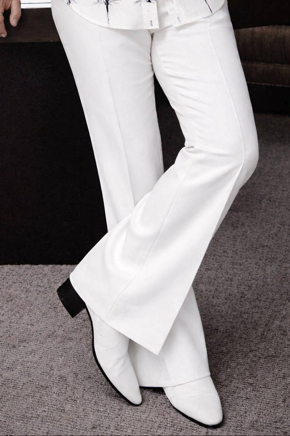 Italian Milled Flared Pants White