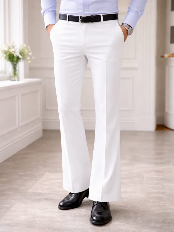 Italian Milled Flared Pants White