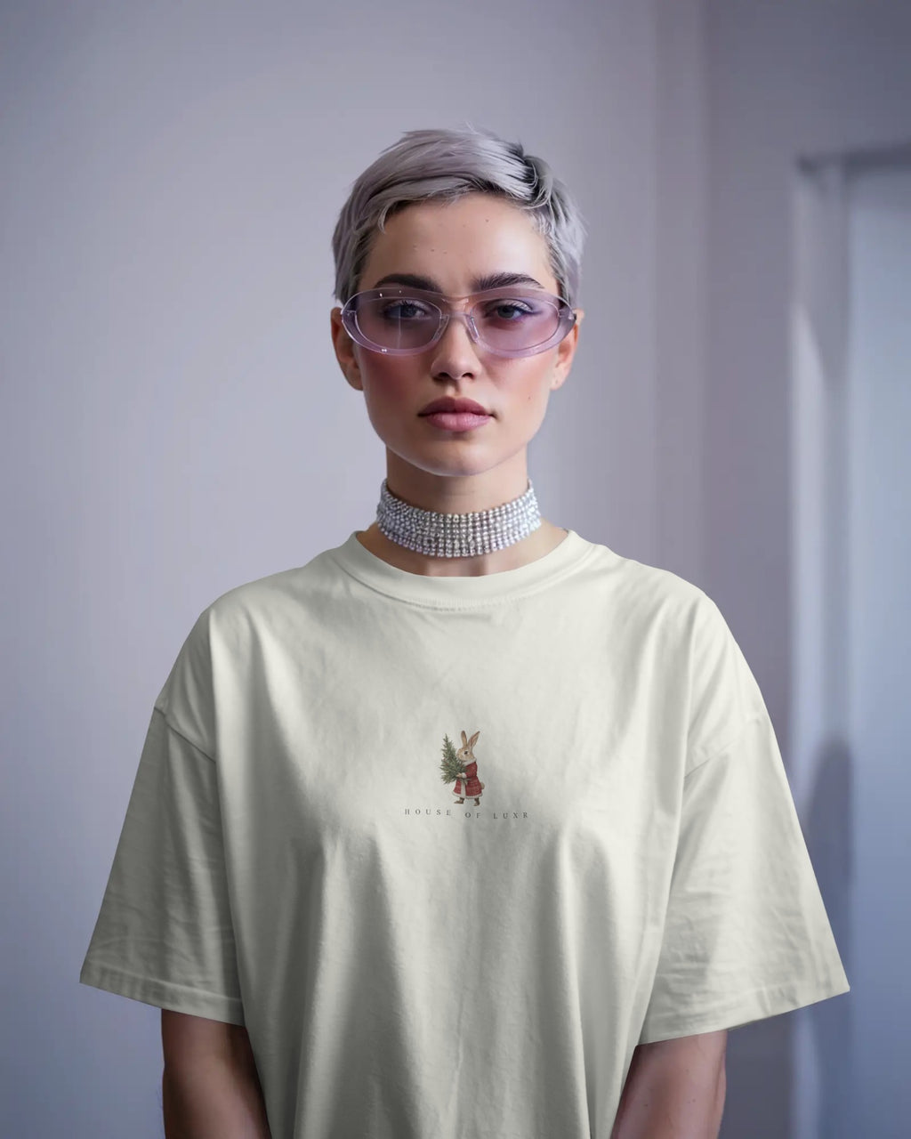 Christmas Rabbit + Sleigh Baggy Tshirt