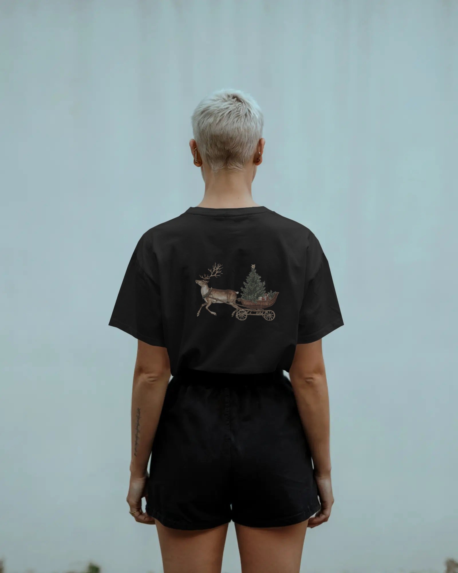 Christmas Rabbit + Sleigh Baggy Tshirt