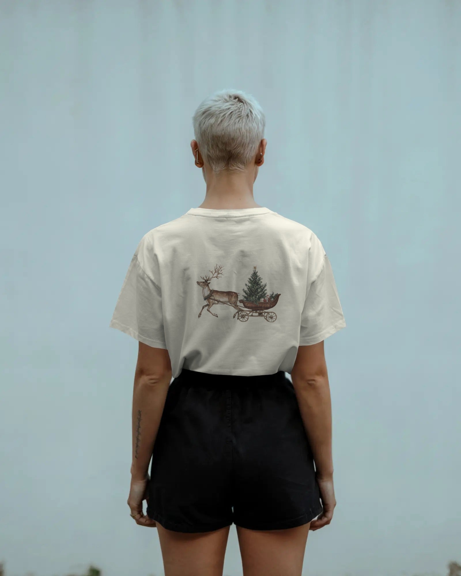 Christmas Rabbit + Sleigh Baggy Tshirt