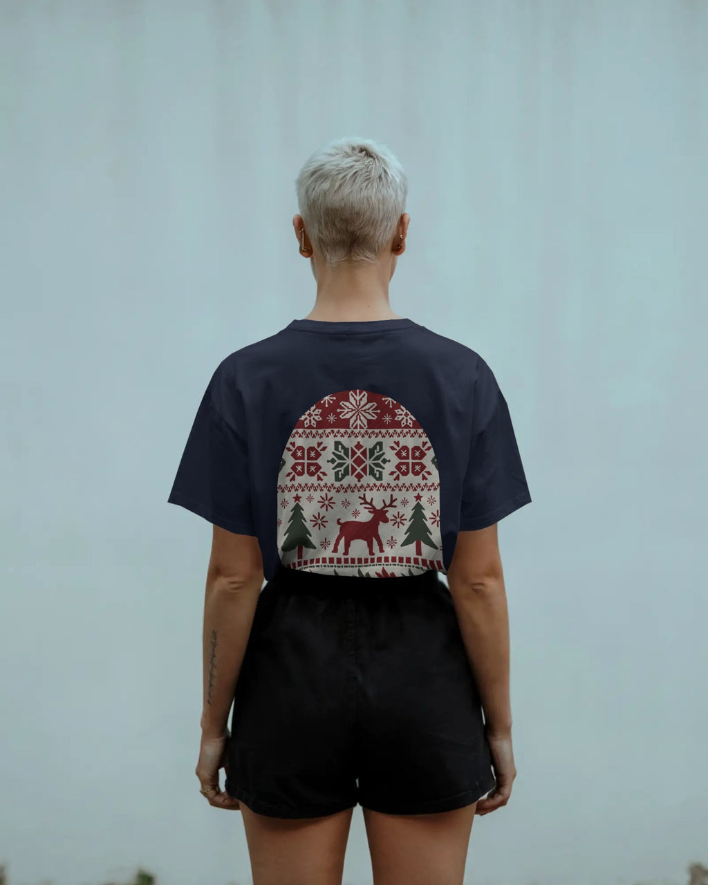 Reindeer + Christmas Sweater Baggy Tshirt